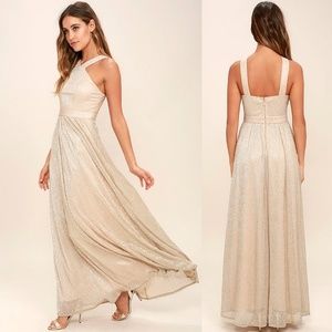 Sale! NWT Lulu's Gold Flecked Maxi Dress